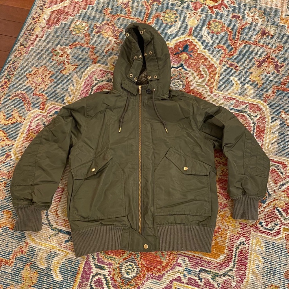 J. Crew Nylon Hooded Bomber Jacket
